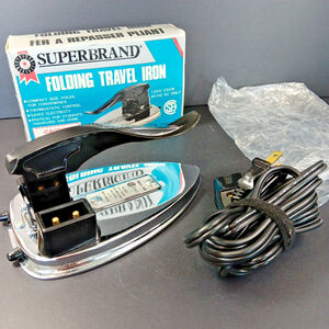 WORKS Vintage Travel Iron Folding With Box 250W Portable Iron Camping RV Taiwan